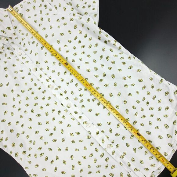 BONOBOS Avocado Novelty Print Slim Fit Casual Short Sleeve Button Down Shirt Y2k - Picture 4 of 8